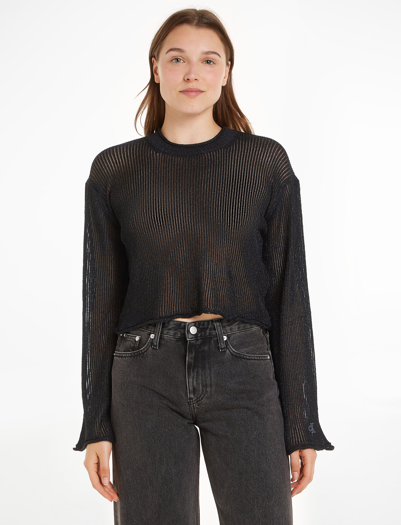 Calvin Klein Jeans - METALLIC SWEATER - jumpers - ck black - 1