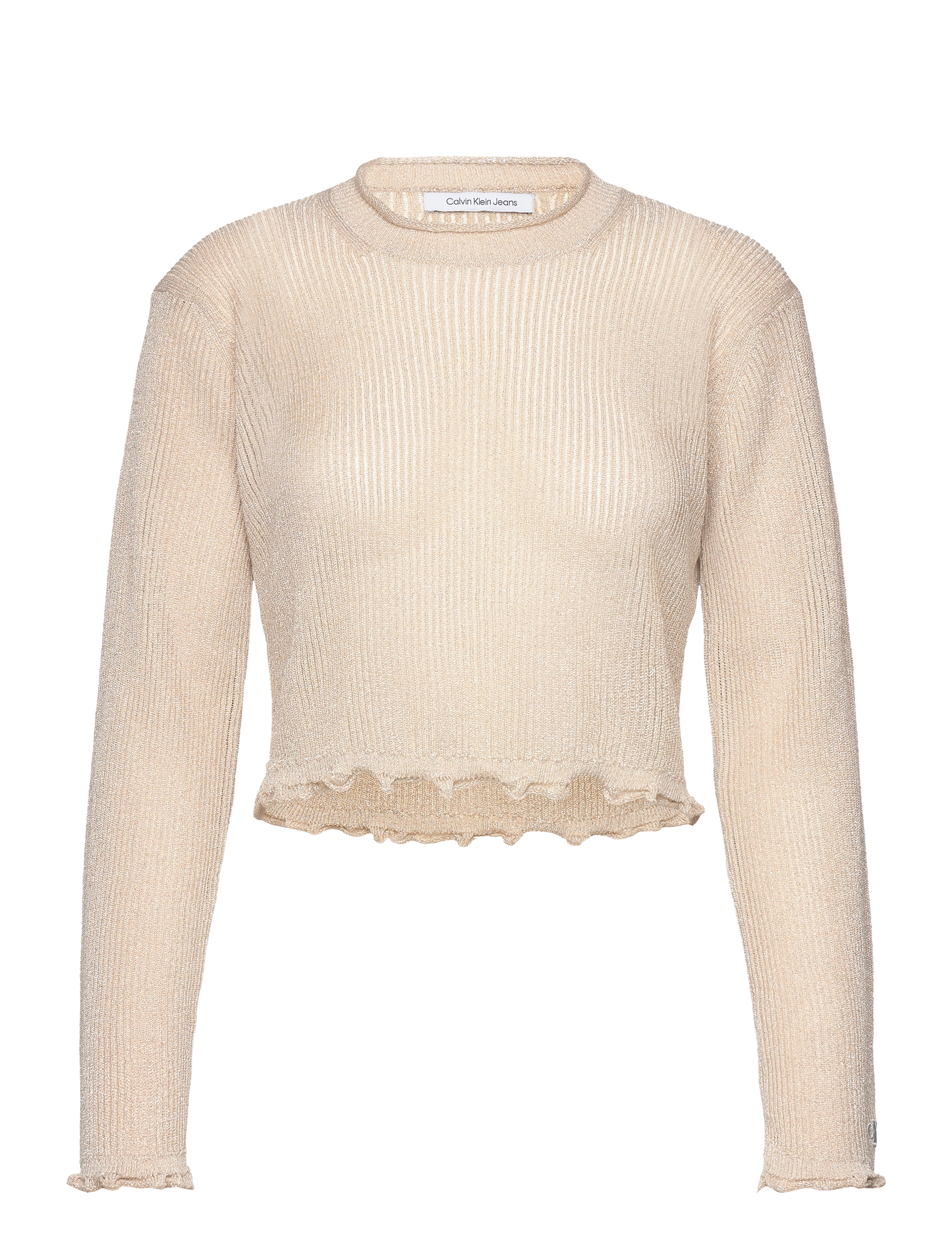 Calvin Klein Jeans METALLIC SWEATER - Stickat - FROSTED ALMOND / cream