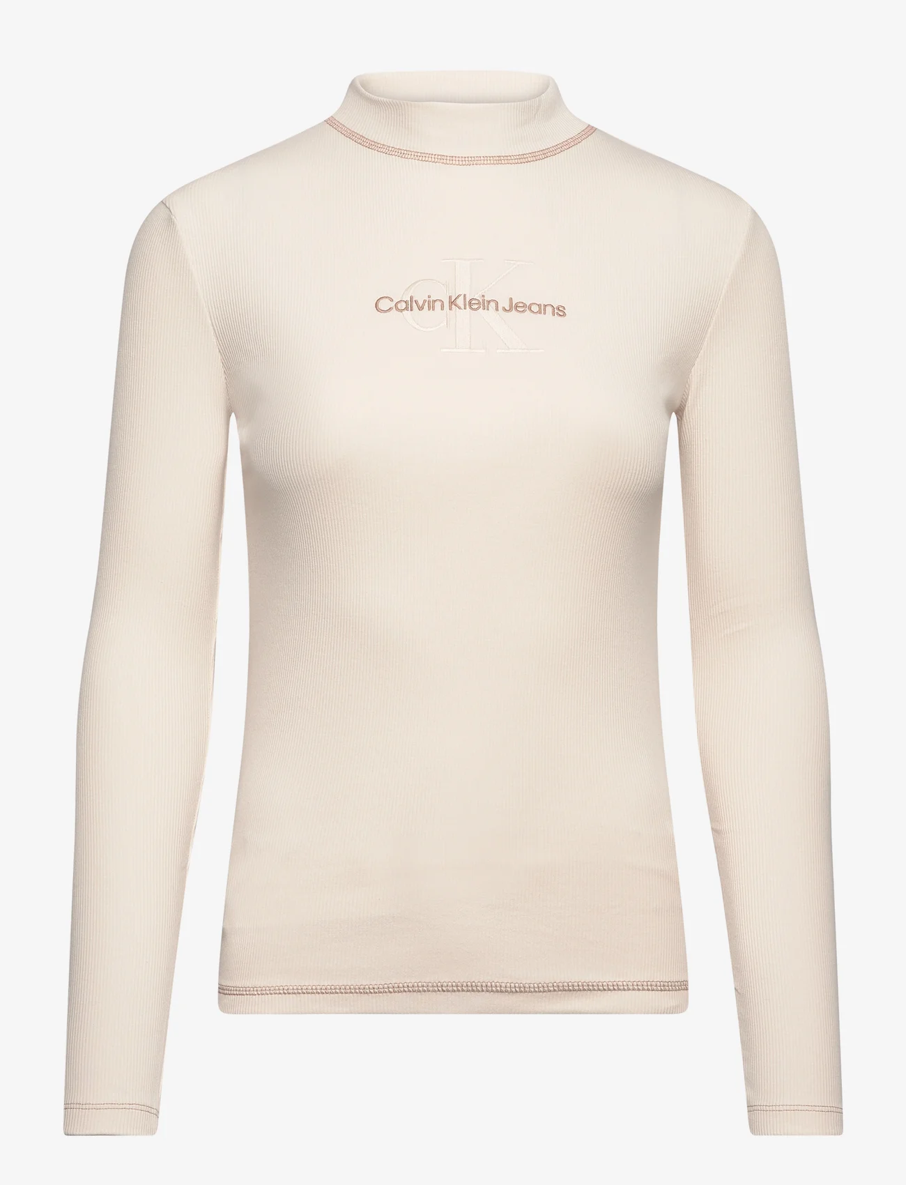 Calvin Klein Jeans - HERO MONOLOGO RIB LONG SLEEVE - t-shirts met lange mouwen - ivory - 0