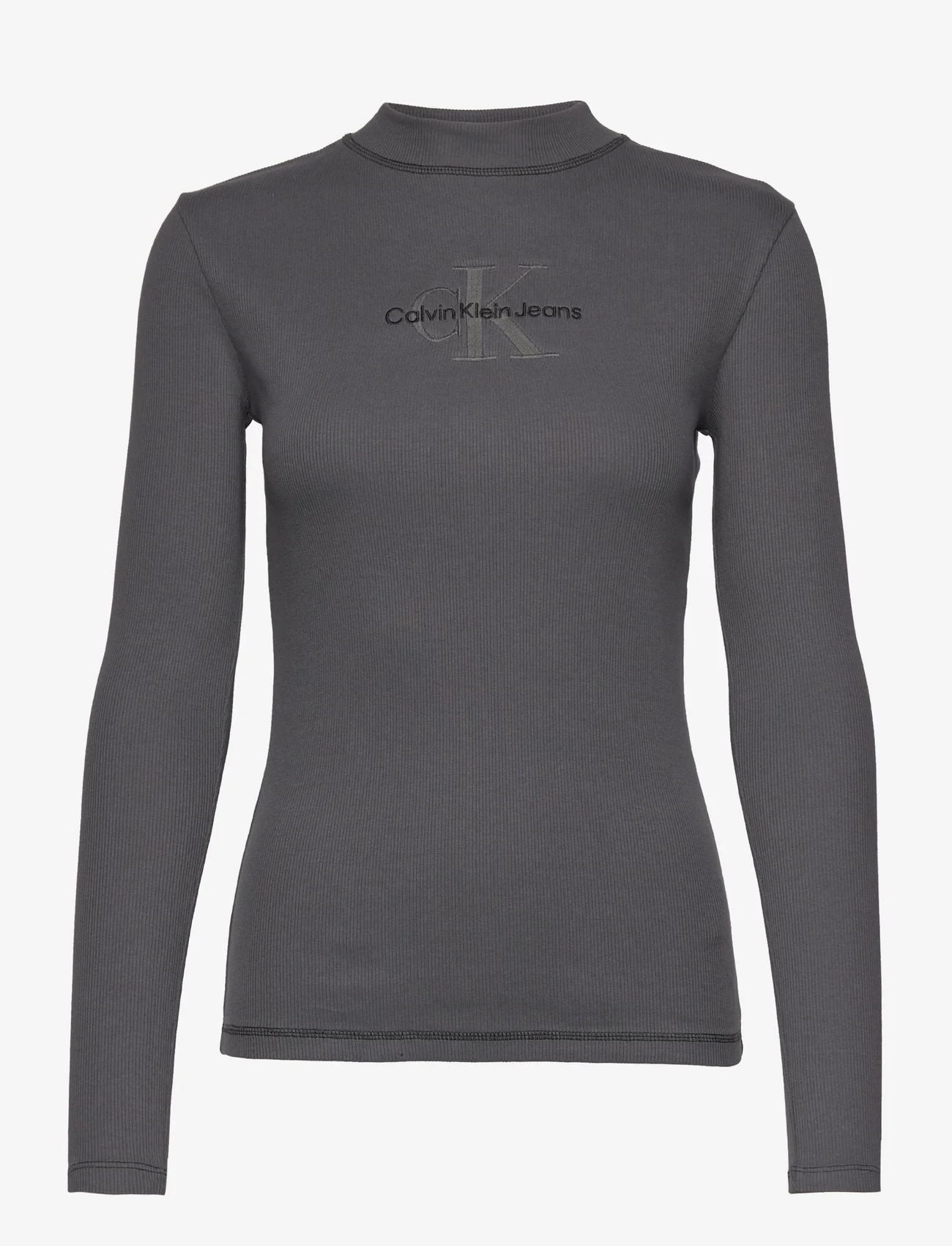 Calvin Klein Jeans - HERO MONOLOGO RIB LONG SLEEVE - t-shirts met lange mouwen - washed black - 0