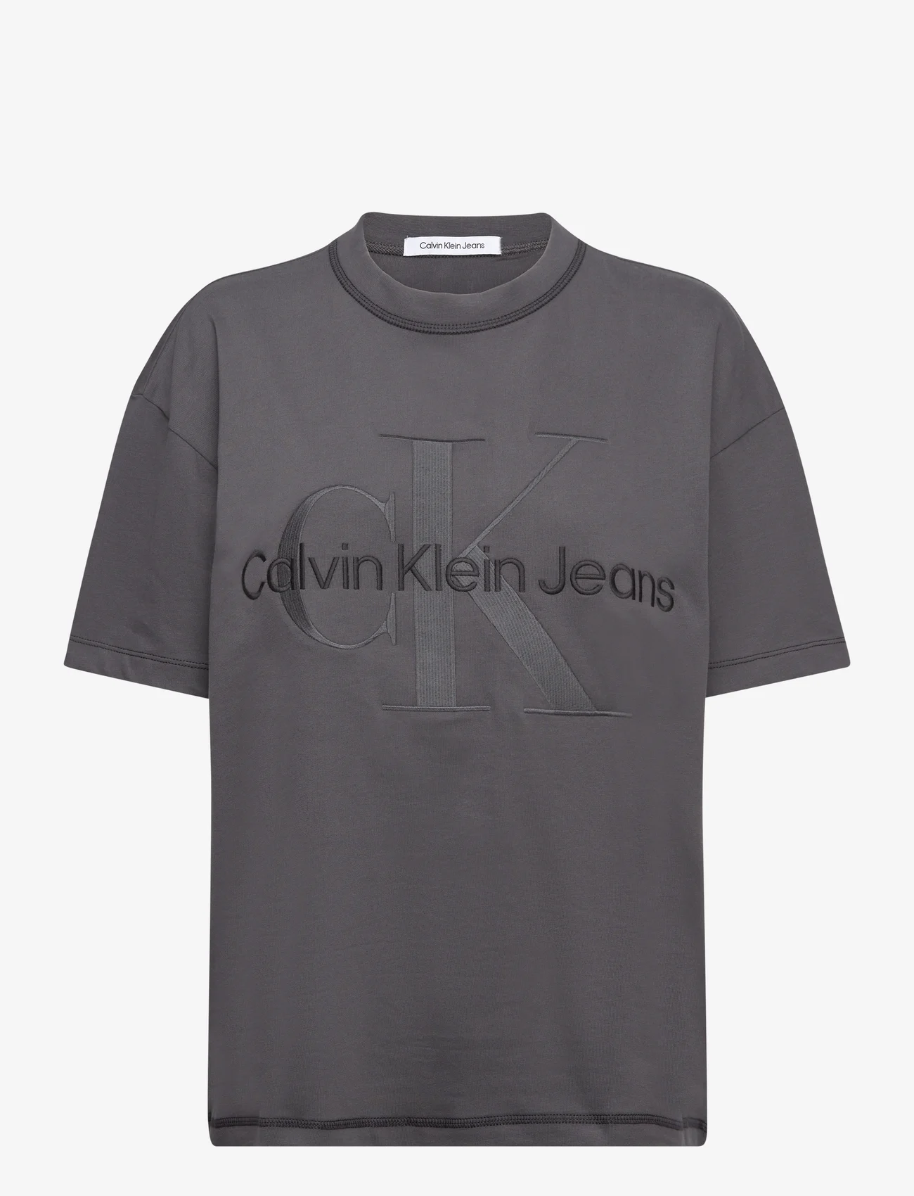 Calvin Klein Jeans - HERO MONOLOGO BOYFRIEND TEE - t-shirts - washed black - 0