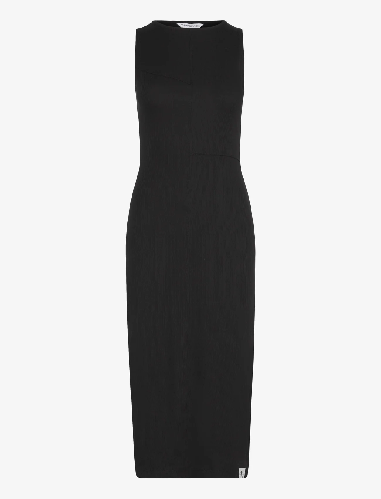 Calvin Klein Jeans - SEAMING LONG RIB DRESS - sukienki dopasowane - ck black - 0