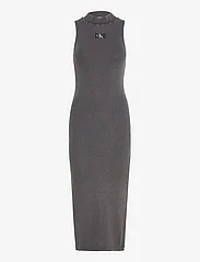 Calvin Klein Jeans - WASHED RIB LABEL LONG DRESS - sukienki dopasowane - washed black - 0