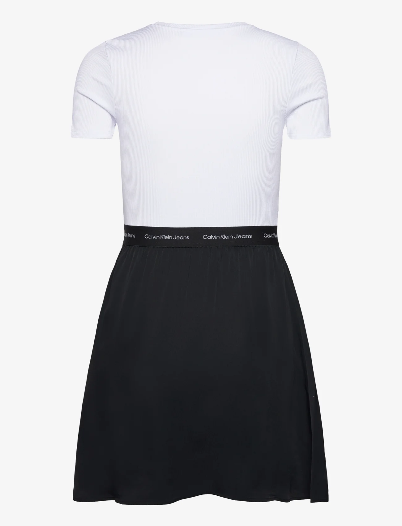 Calvin Klein Jeans - LOGO ELASTIC SHORT SLEEVE DRESS - korte kjoler - bright white / ck black - 1