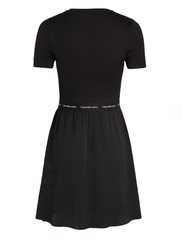 Calvin Klein Jeans - LOGO ELASTIC SHORT SLEEVE DRESS - korte kjoler - ck black - 4
