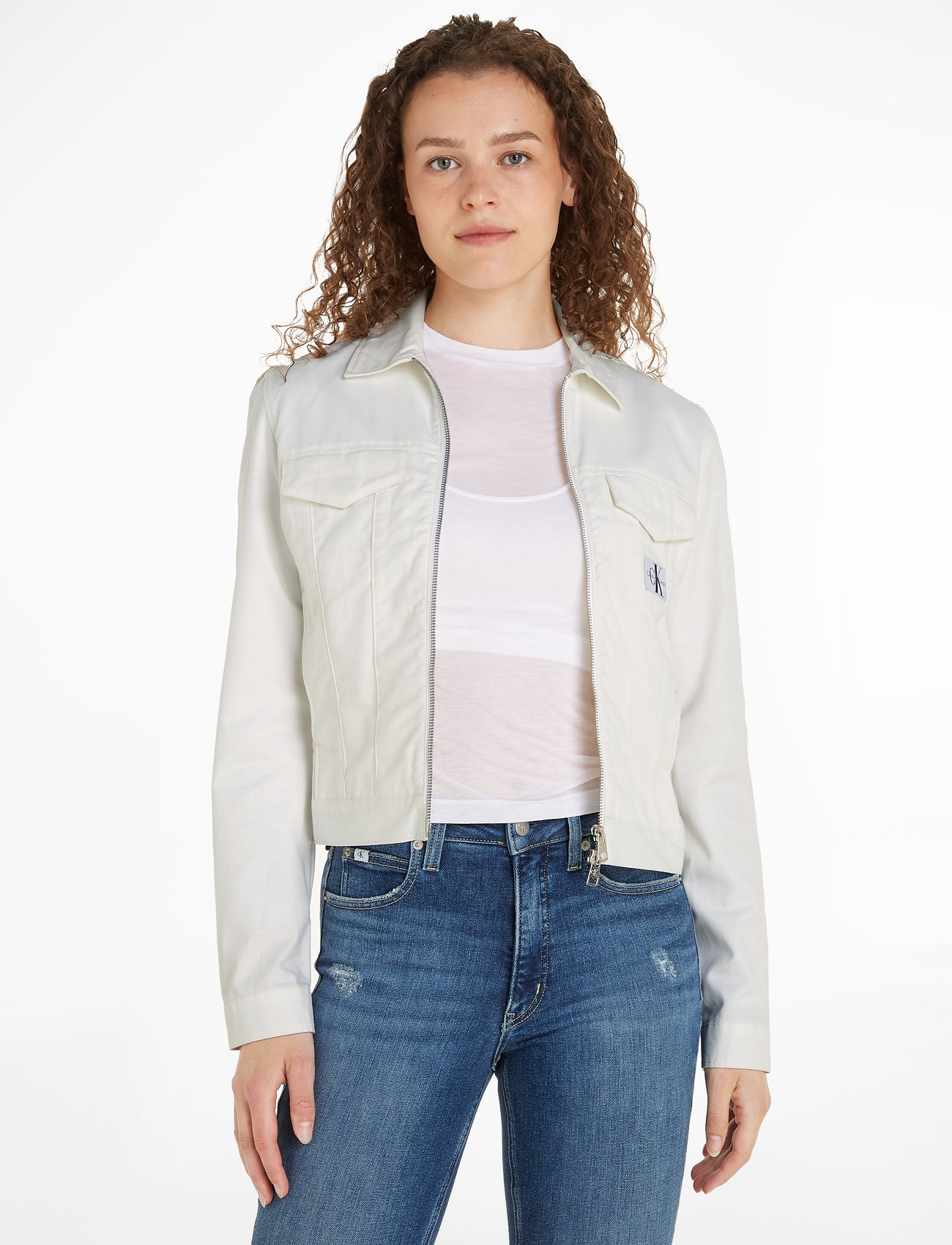 Calvin Klein Jeans - LEAN MOTO JACKET - spring jackets - bright white - 1