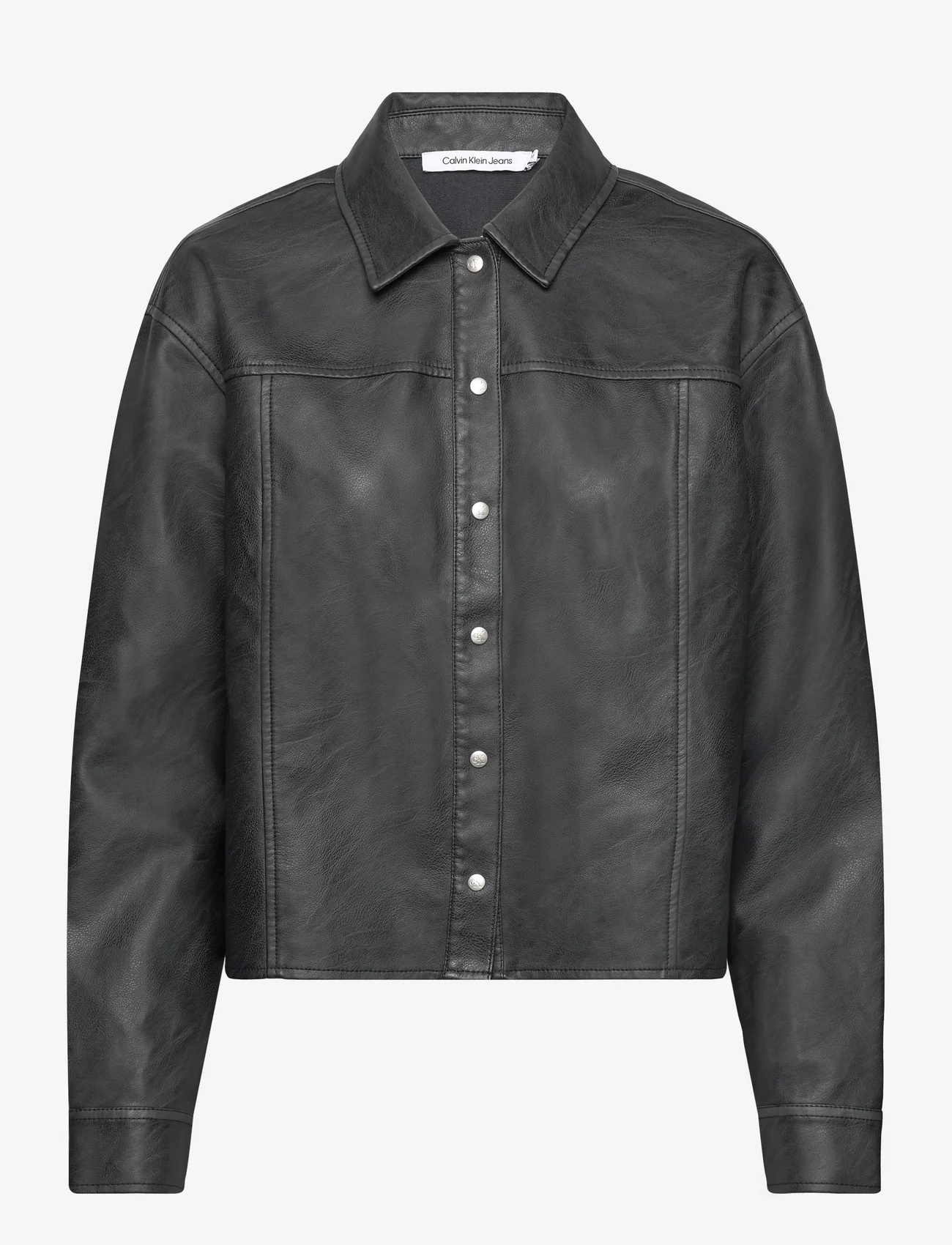 Calvin Klein Jeans - FAUX LEATHER RELAXED SHIRT - spring jackets - ck black - 0