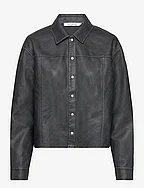 FAUX LEATHER RELAXED SHIRT - CK BLACK
