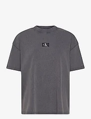 Calvin Klein Jeans - WASHED RIB LABEL BOYFRIEND TEE - t-shirts - washed black - 0