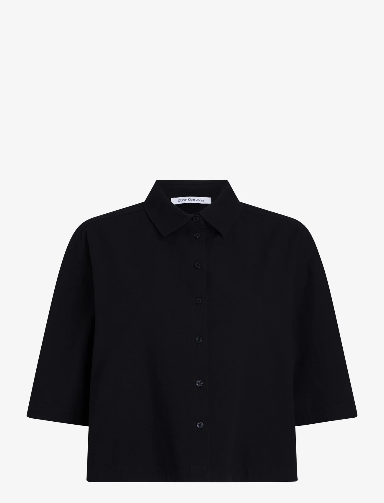 Calvin Klein Jeans - BACK DETAIL SEERSUCKER SHIRT - krekli ar īsām piedurknēm - ck black - 0
