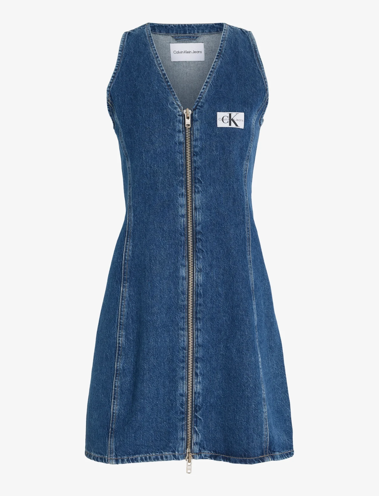 Calvin Klein Jeans - ZIP THROUGH SLEEVELESS DRESS - džinsa kleitas - denim medium - 0