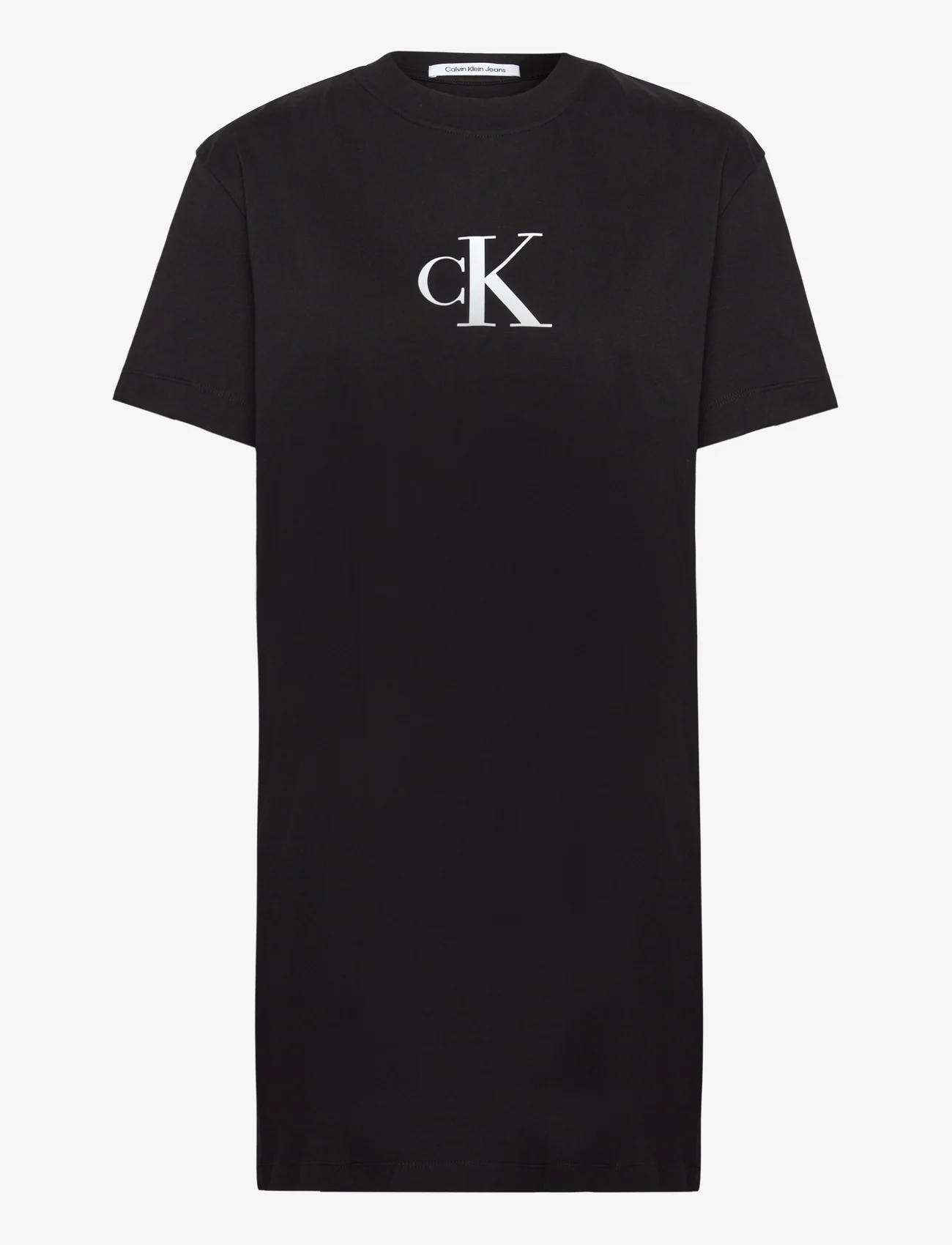 Calvin Klein Jeans - SATIN CK T-SHIRT DRESS - t-shirtkjoler - ck black - 0