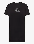 SATIN CK T-SHIRT DRESS - CK BLACK