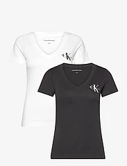 Calvin Klein Jeans - 2-PACK MONOLOGO V-NECK TEE - t-paidat - ck black/bright white - 0