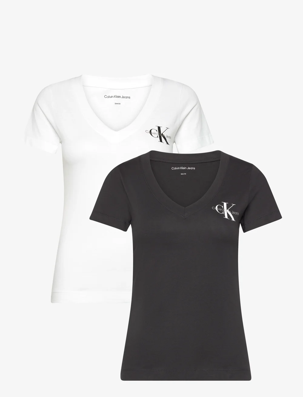 Calvin Klein Jeans - 2-PACK MONOLOGO V-NECK TEE - t-shirts - ck black/bright white - 1
