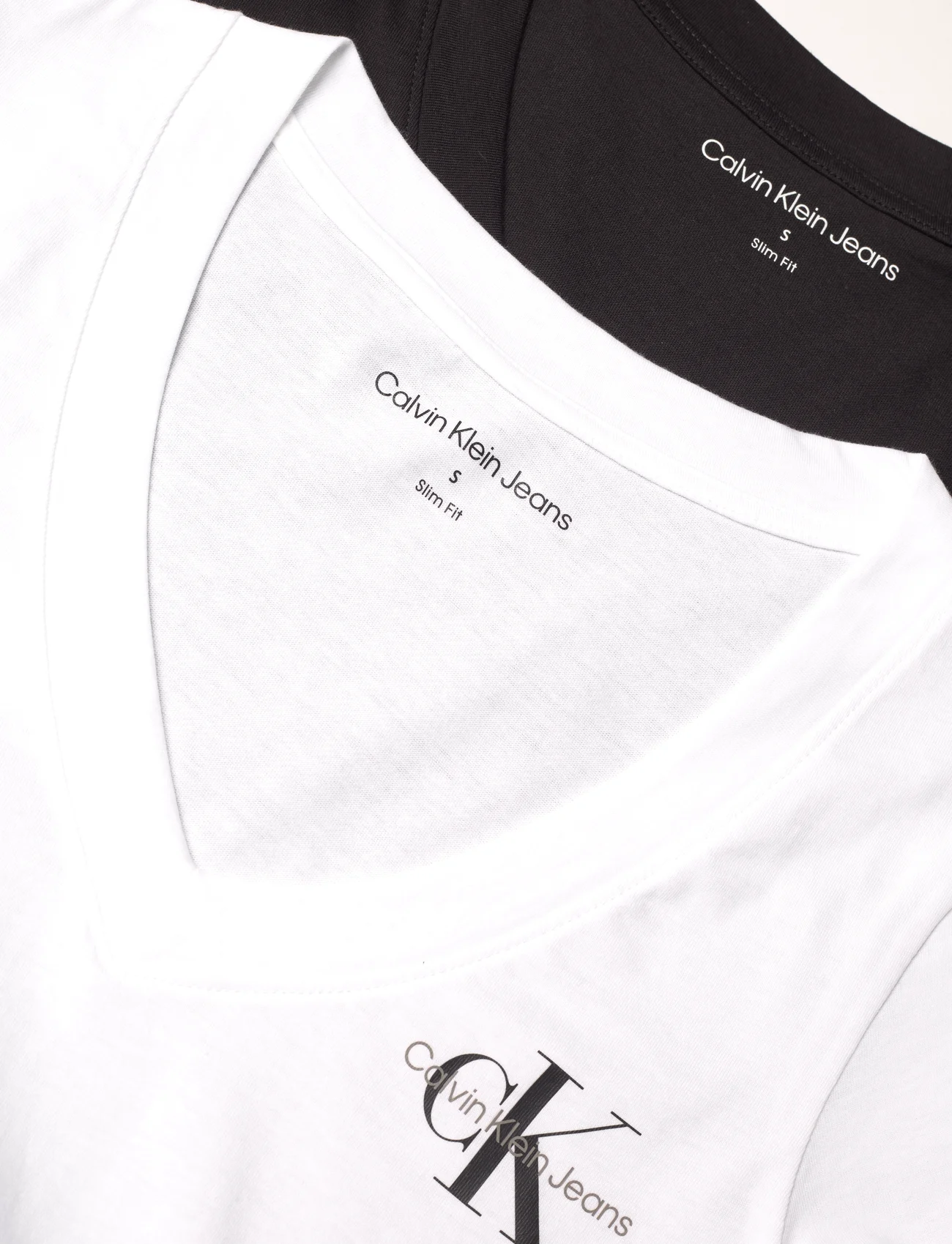 Calvin Klein Jeans - 2-PACK MONOLOGO V-NECK TEE - t-shirts - ck black/bright white - 1