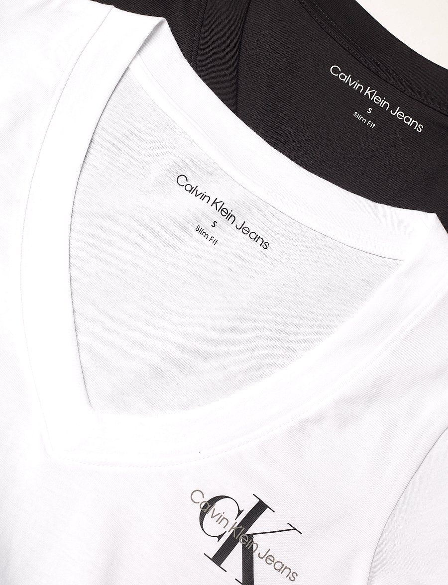 Calvin Klein Jeans - 2-PACK MONOLOGO V-NECK TEE - t-särgid - ck black/bright white - 4