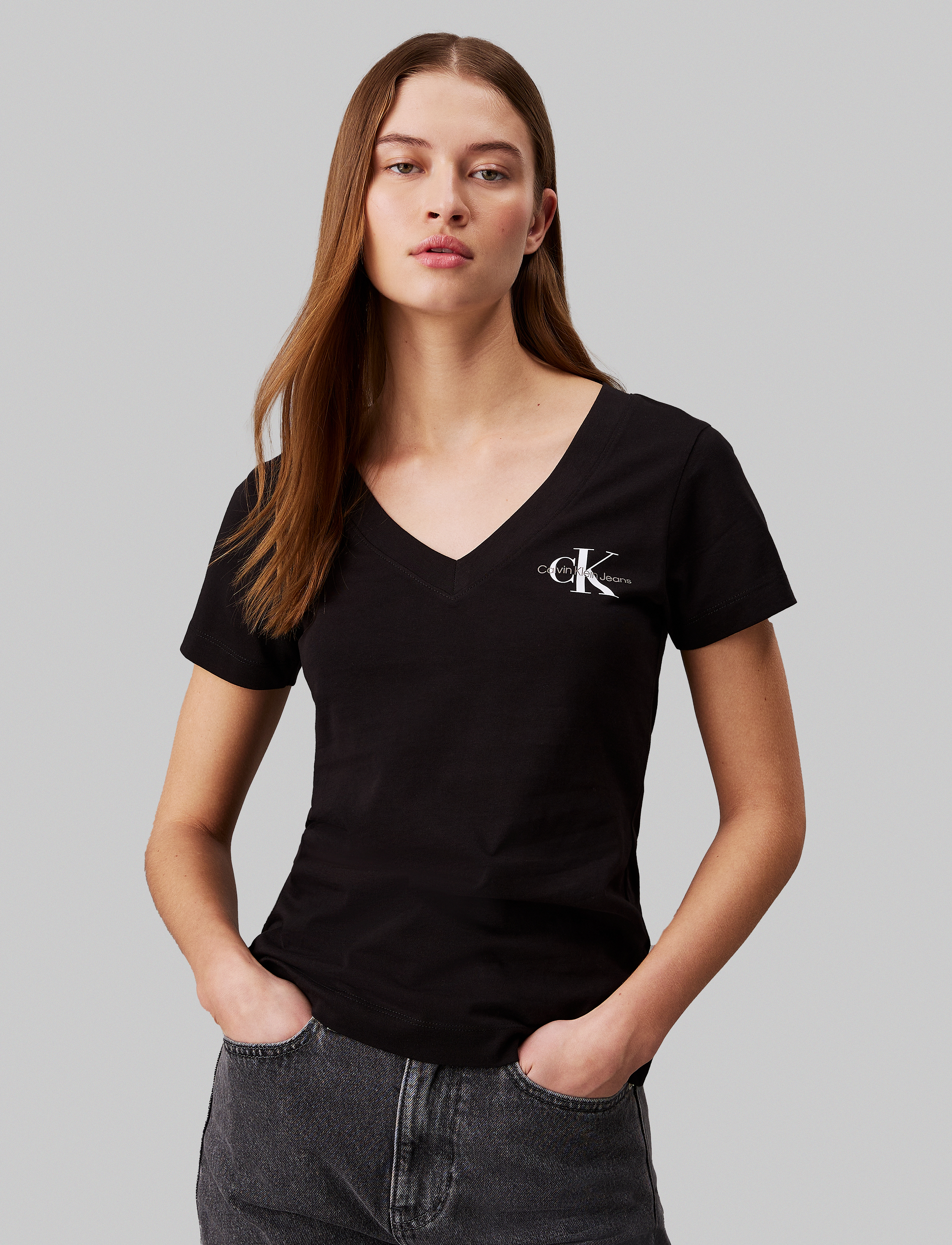 Calvin Klein Jeans - 2-PACK MONOLOGO V-NECK TEE - t-shirts - ivory / ck black - 5