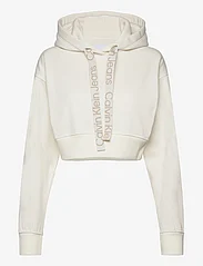 Calvin Klein Jeans - LOGO DRAWCORD CROPPED HOODIE - ivory - 0