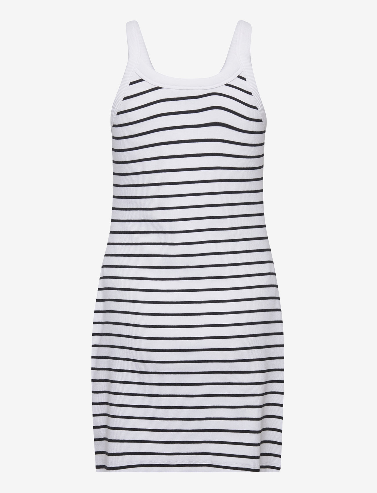 Calvin Klein Jeans - WOVEN LABEL RIB TANK DRESS - t-shirtkjoler - ck black / bright white striped - 2