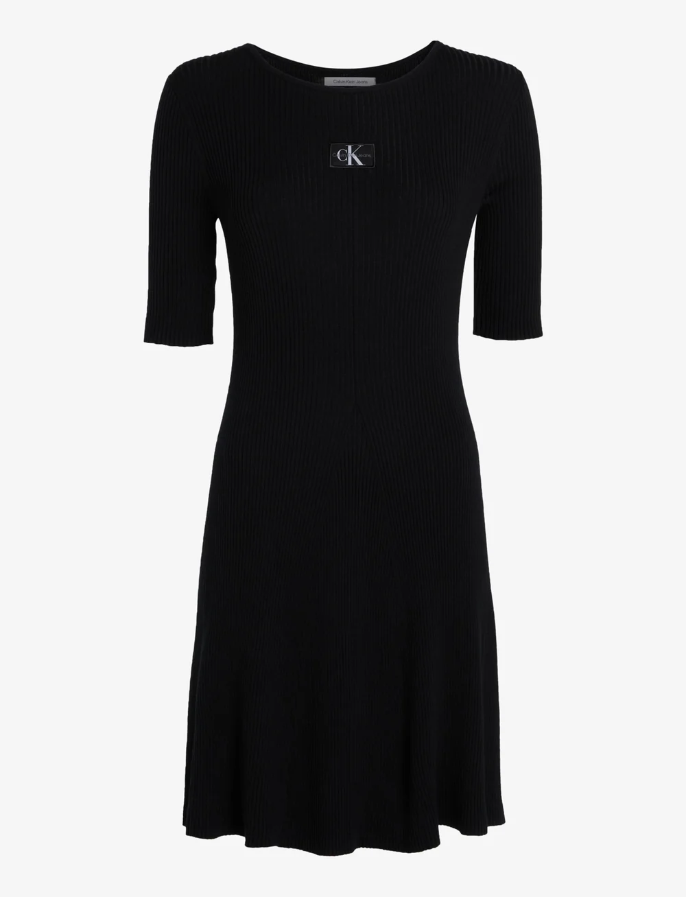 Calvin Klein Jeans - WOVEN LABEL SS SWEATER DRESS - t-shirtklänningar - ck black - 1