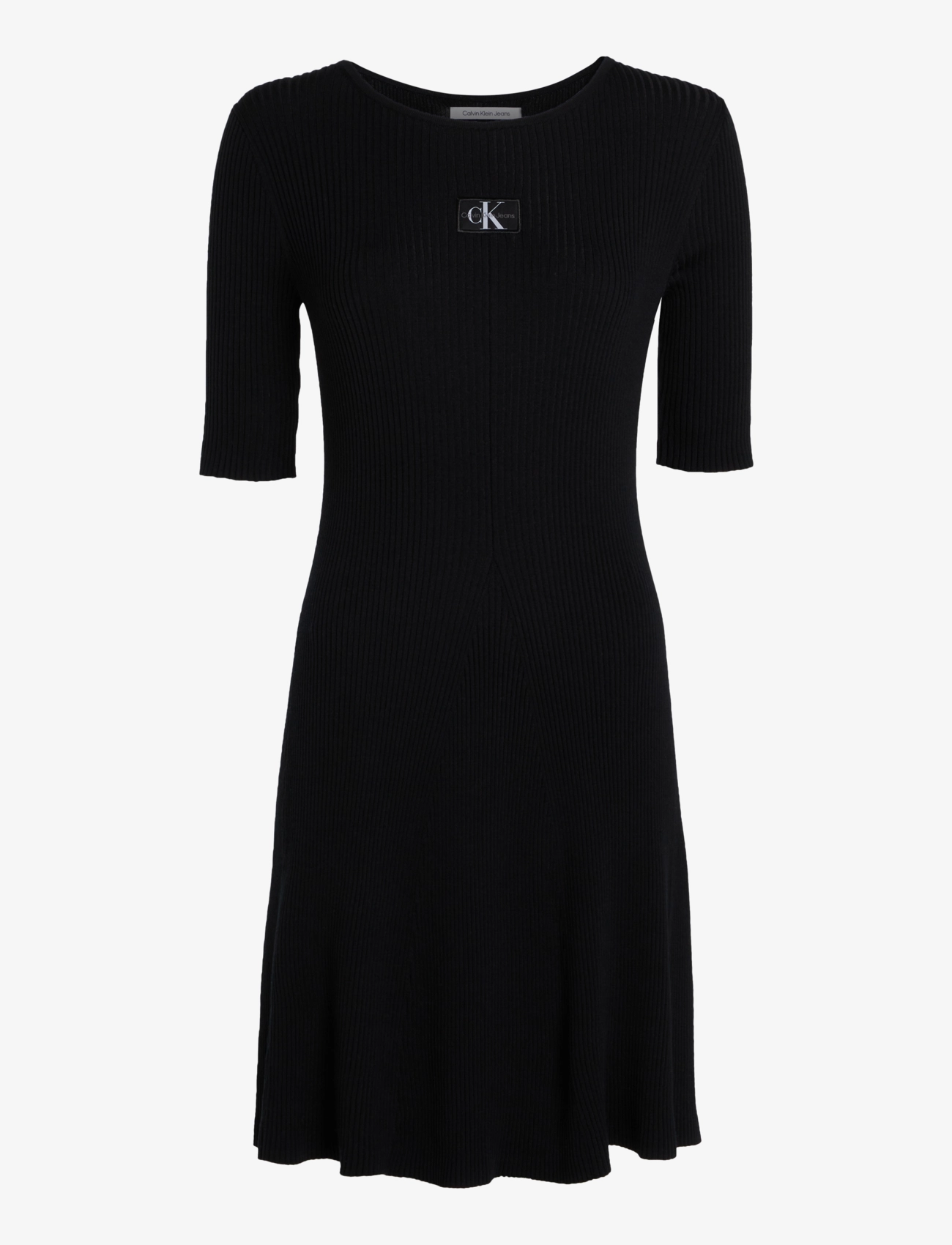 Calvin Klein Jeans WOVEN LABEL SS SWEATER DRESS - Klänningar - CK BLACK / black
