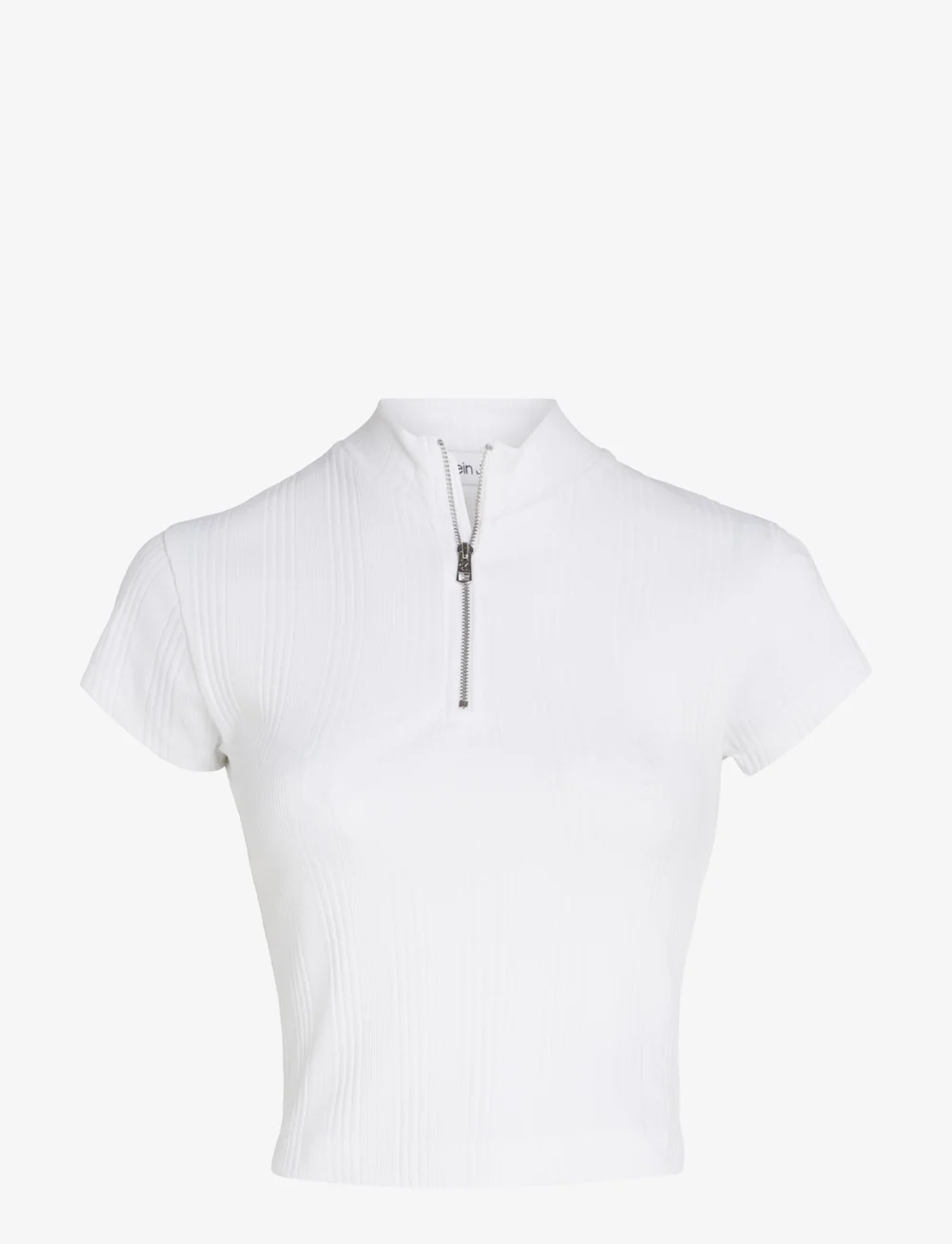 Calvin Klein Jeans - VARIEGATED RIB HALF ZIP TOP - t-shirts - bright white - 1