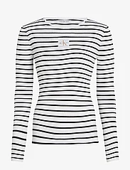 Calvin Klein Jeans - WOVEN LABEL TIGHT SWEATER - pikkade varrukatega alussärgid - ck black / bright white striped - 0