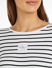 Calvin Klein Jeans - WOVEN LABEL TIGHT SWEATER - long-sleeved tops - ck black / bright white striped - 3