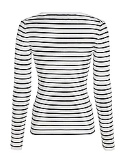 Calvin Klein Jeans - WOVEN LABEL TIGHT SWEATER - langärmlige tops - ck black / bright white striped - 4