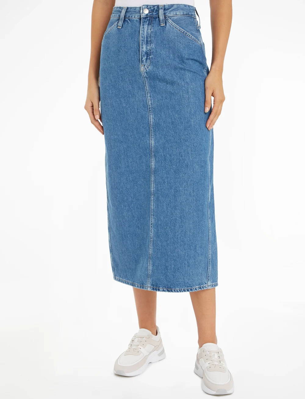 Calvin Klein Jeans - TROUSER POCKET MAXI SKIRT - denimnederdele - denim light - 0