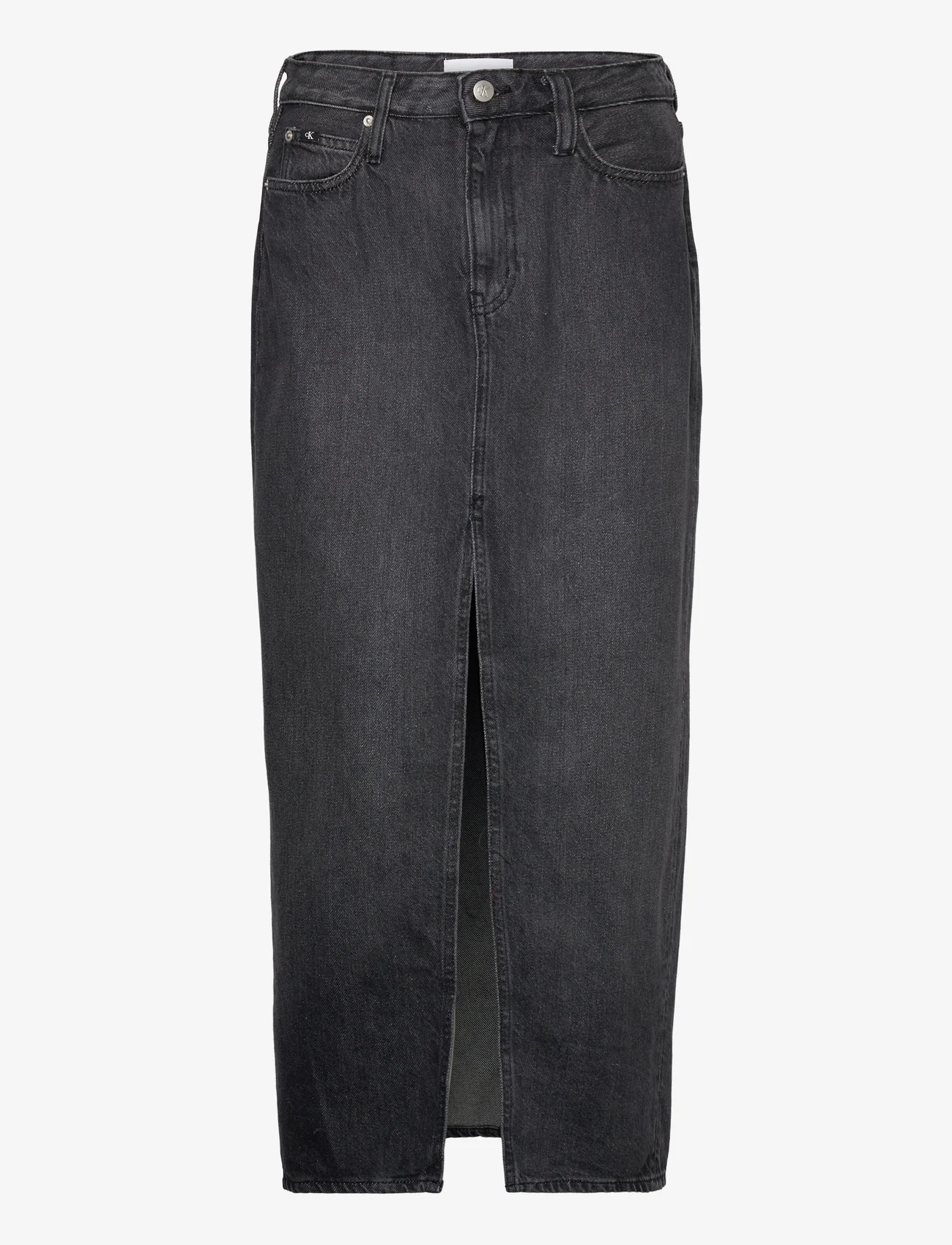 Calvin Klein Jeans - FRONT SPLIT MAXI DENIM SKIRT - maxi röcke - denim black - 0