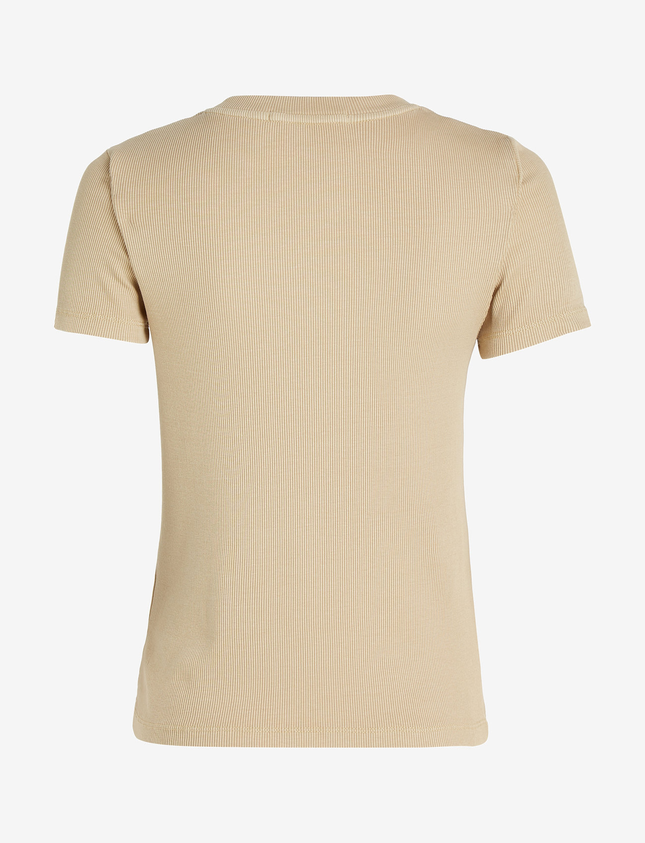 Calvin Klein Jeans - WASHED WOVEN LABEL RIB BABY TEE - pale khaki - 4