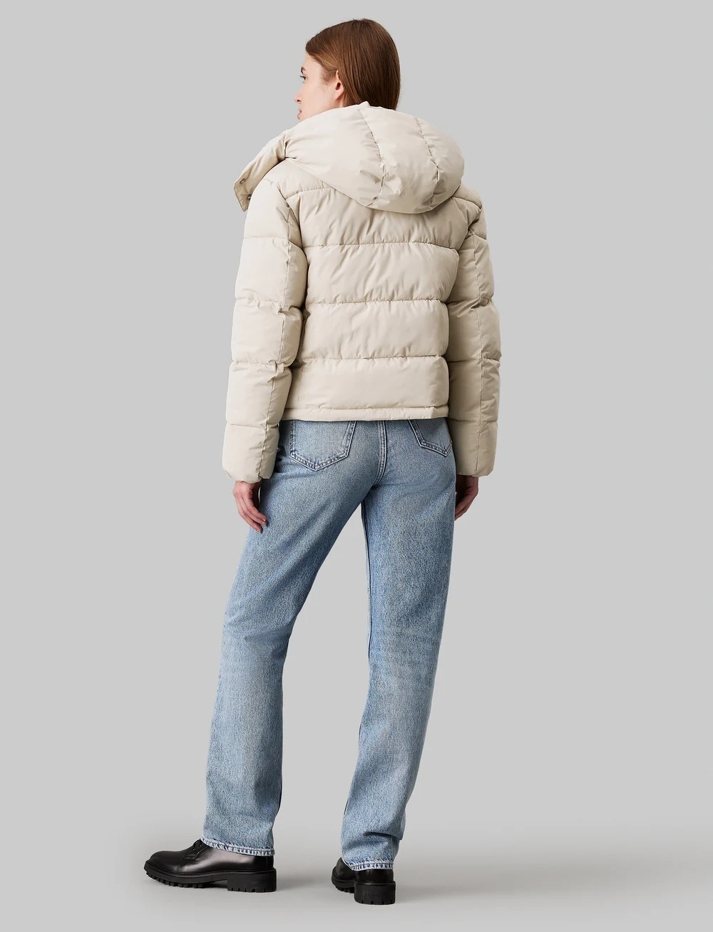 Calvin Klein Jeans - MATTE MONOLOGO ND SHORT PUFFER - down jackets - pelican - 0
