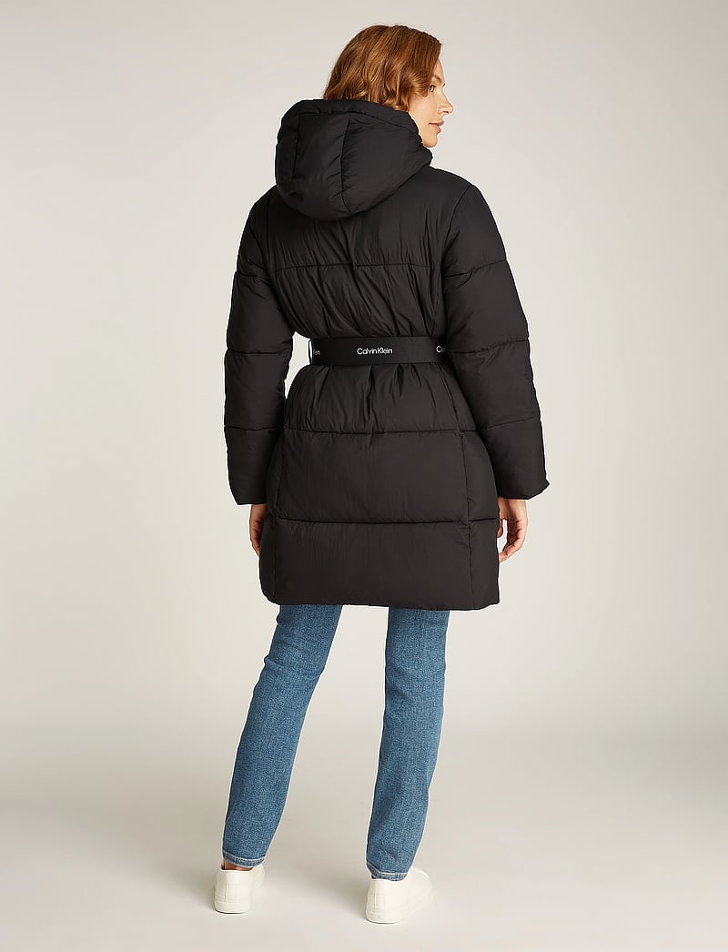 Calvin Klein Long Down Jacket With Belt Calvin Klein Jeans Logo