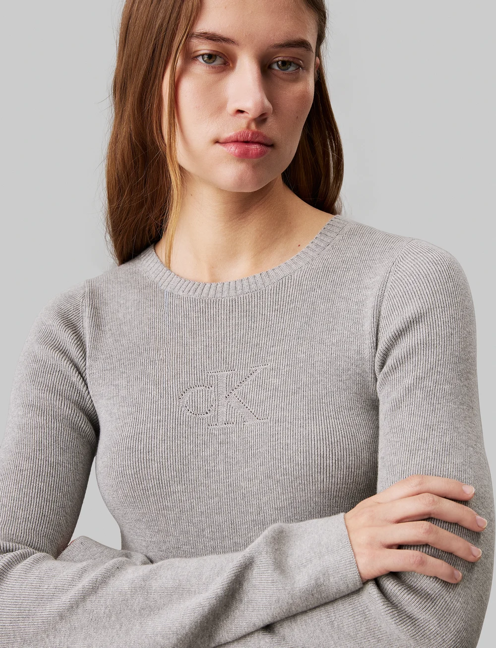 Calvin Klein Jeans - CK INTARSIA SWEATER DRESS - knitted dresses - grey heather - 0