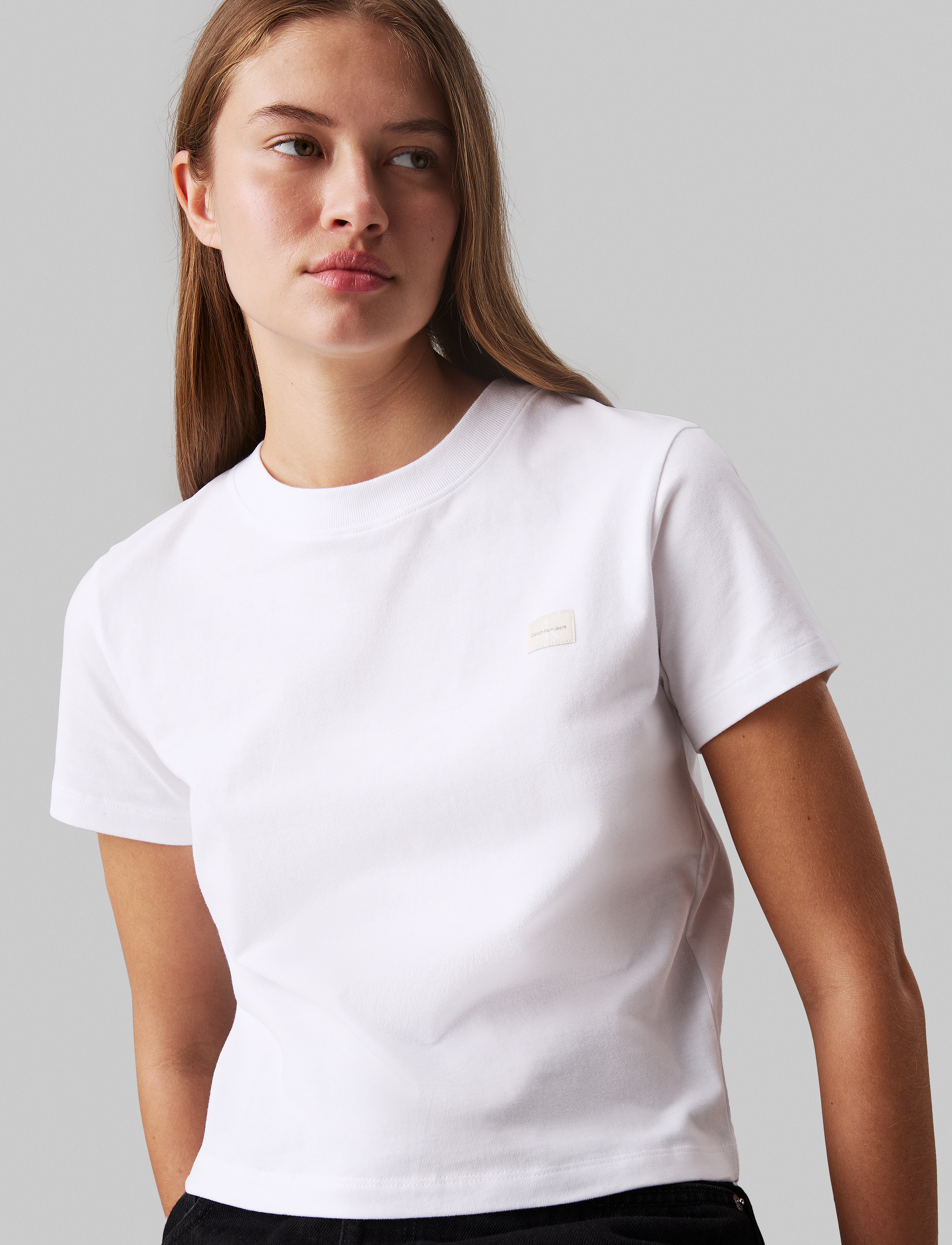 Calvin Klein Jeans - WOVEN LABEL PEACHED BABY TEE - bright white - 3