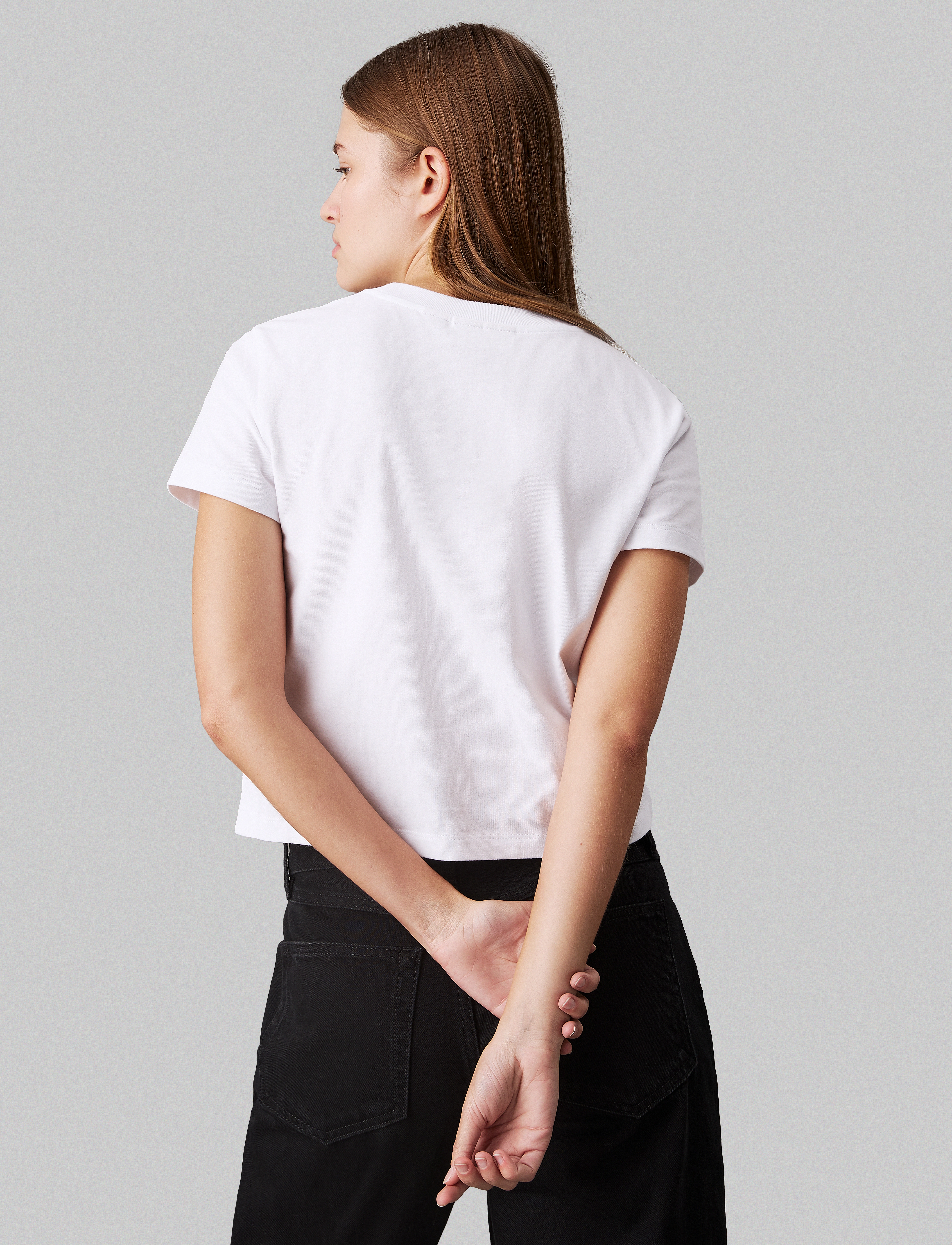Calvin Klein Jeans - WOVEN LABEL PEACHED BABY TEE - bright white - 4