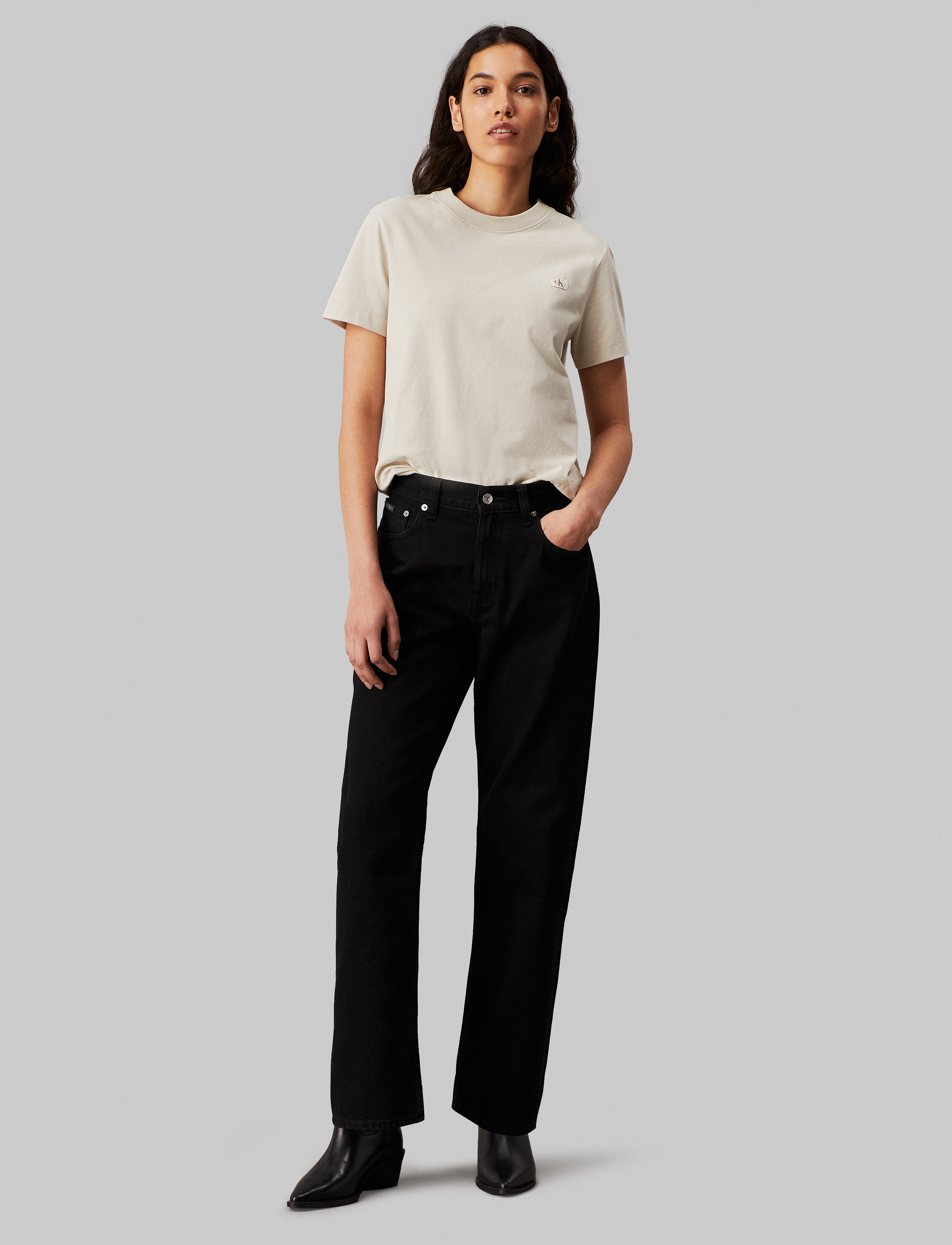 Calvin Klein Jeans - WOVEN LABEL PEACHED BABY TEE - pelican - 5