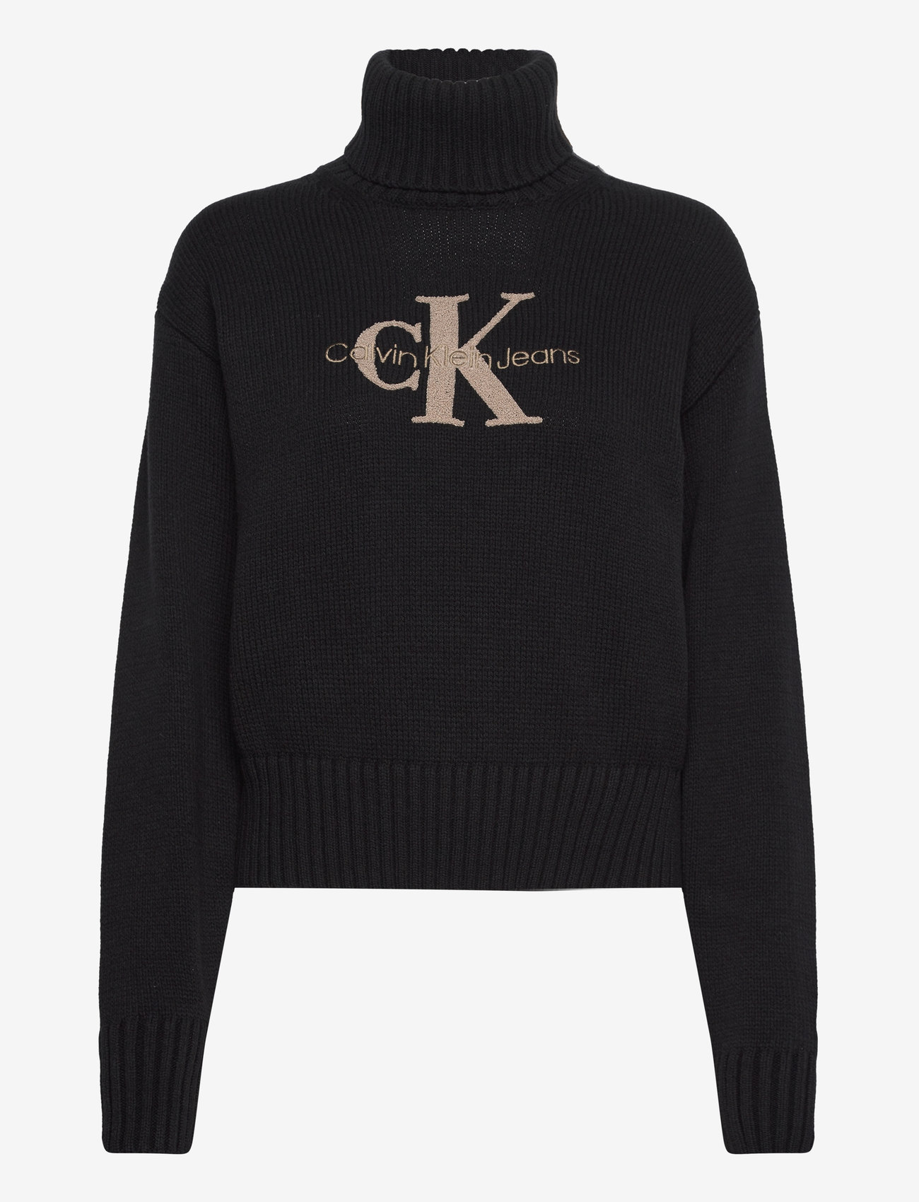 Calvin Klein Jeans - CHENILLE MONOLOGO SWEATER - rollkragenpullover - ck black - 1