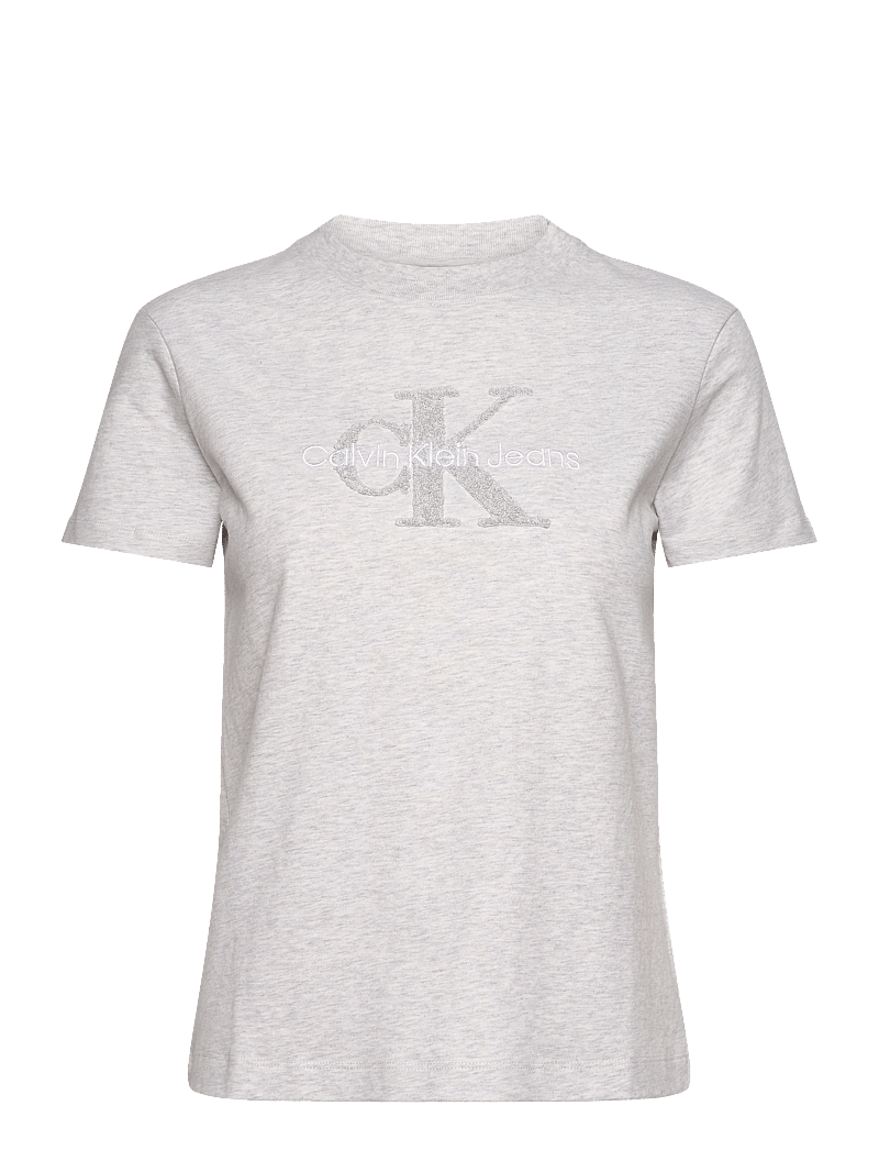 Calvin Klein Jeans - CHENILLE MONOLOGO REGULAR TEE - t-shirts - ivory grey heather - 1