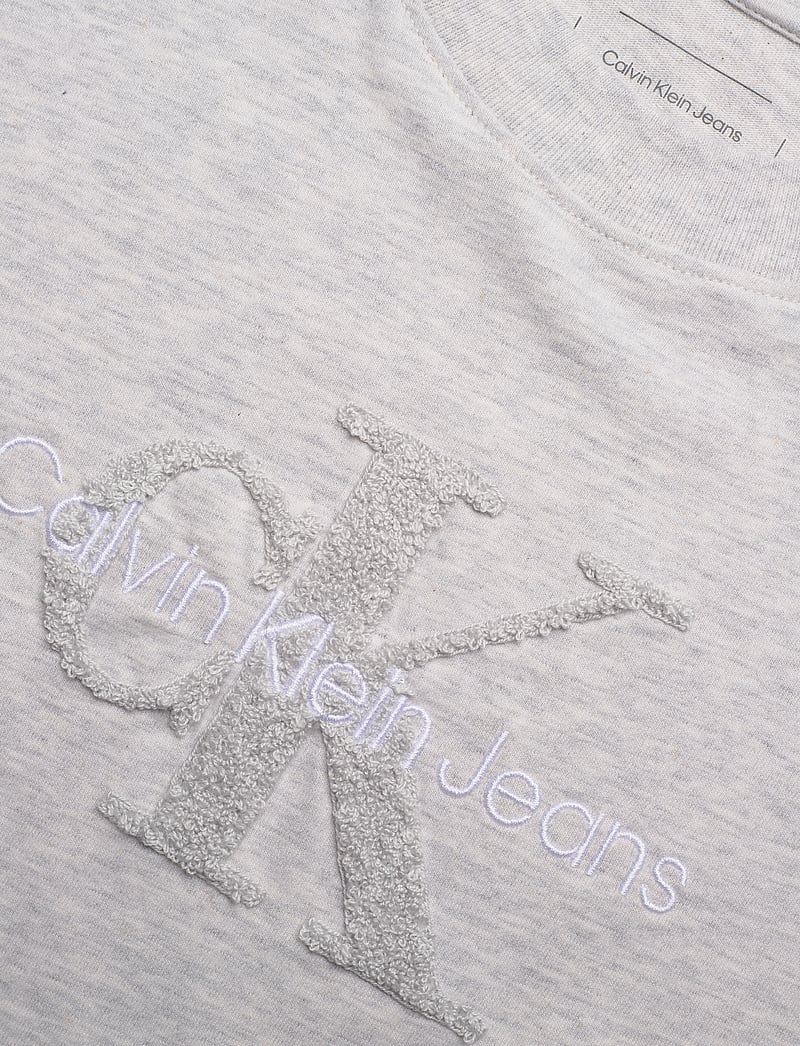 Calvin Klein Jeans - CHENILLE MONOLOGO REGULAR TEE - t-shirts - ivory grey heather - 5