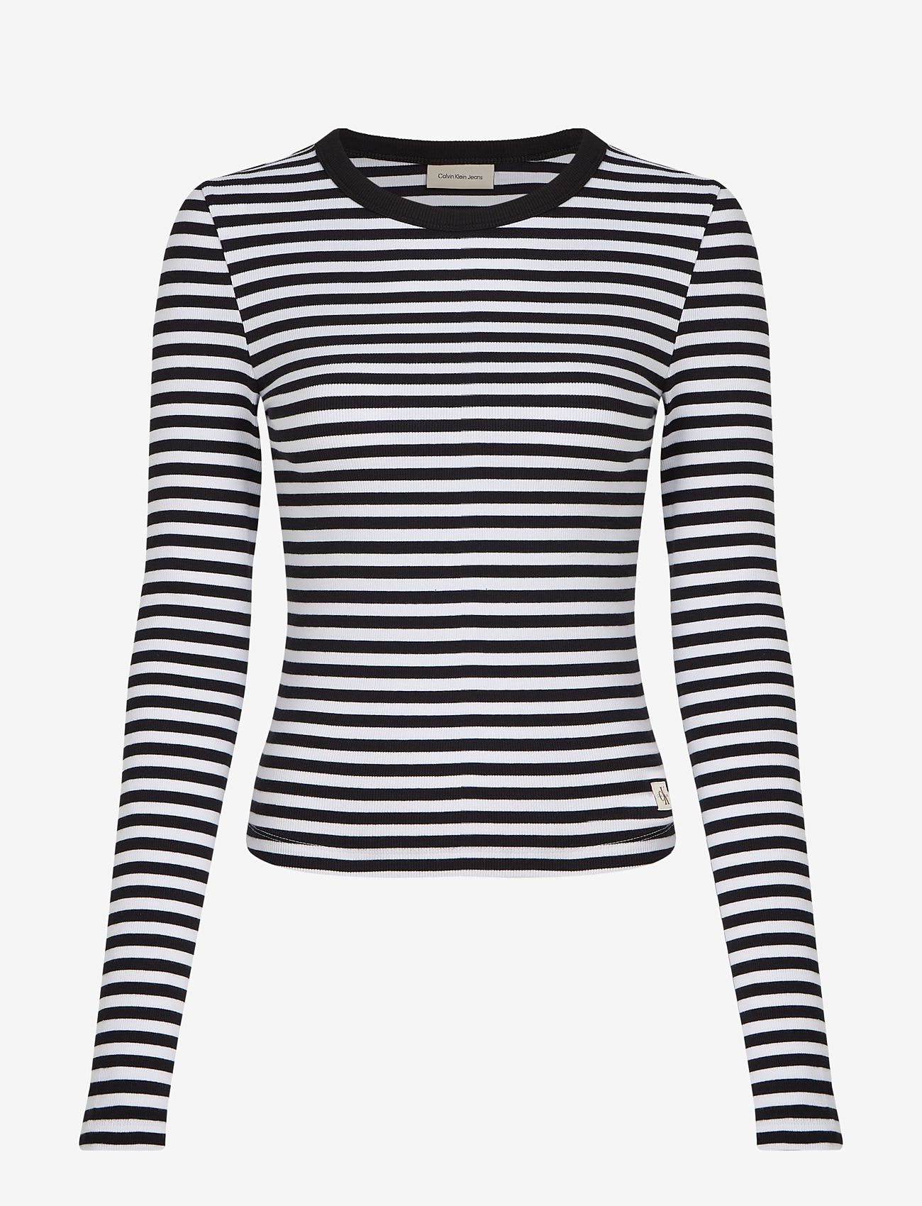 Calvin Klein Jeans - WOVEN LABEL RIB LONG SLEEVE - ck black / bright white stripe - 1