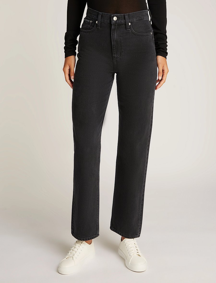 Calvin Klein Jeans - HIGH RISE STRAIGHT - gerade jeans - denim black - 0