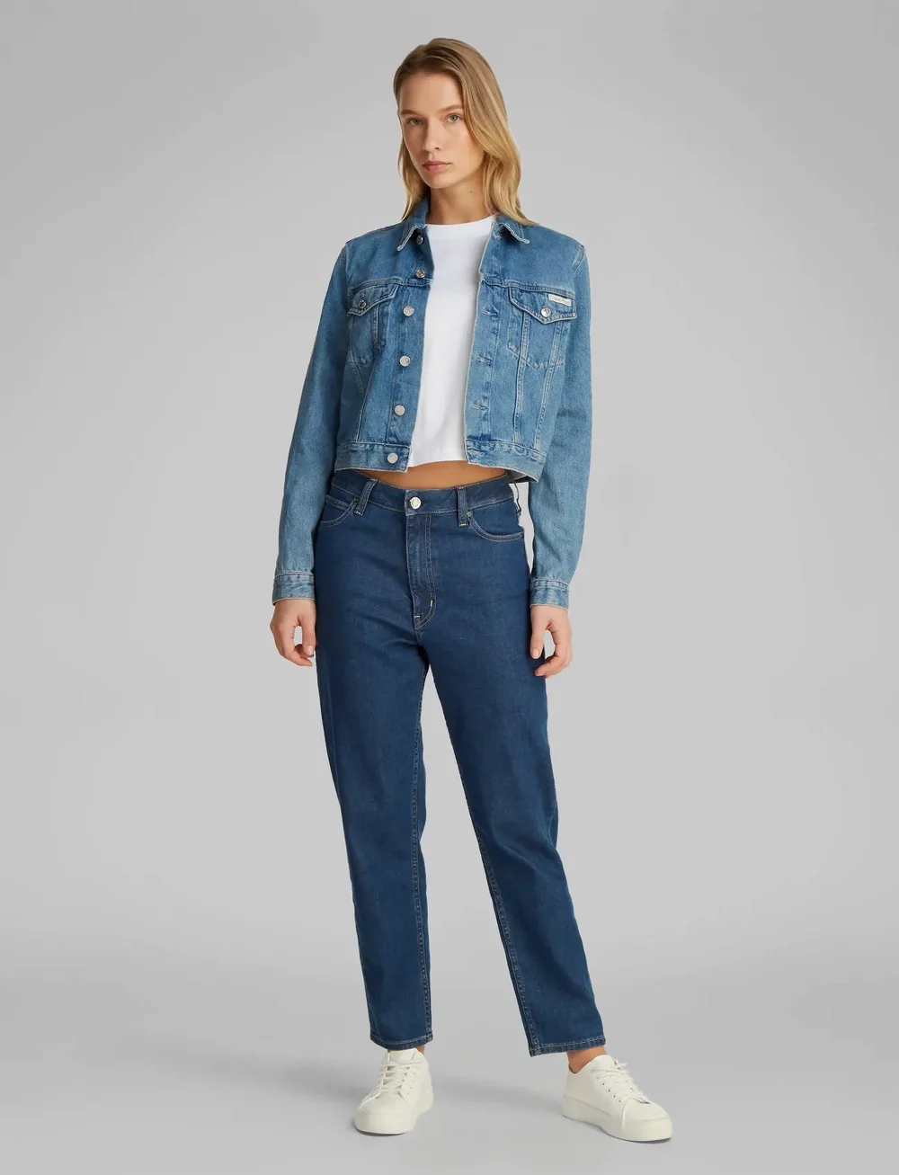 Calvin Klein Jeans - CROPPED 90S DENIM JACKET - denimjakker - denim medium - 0