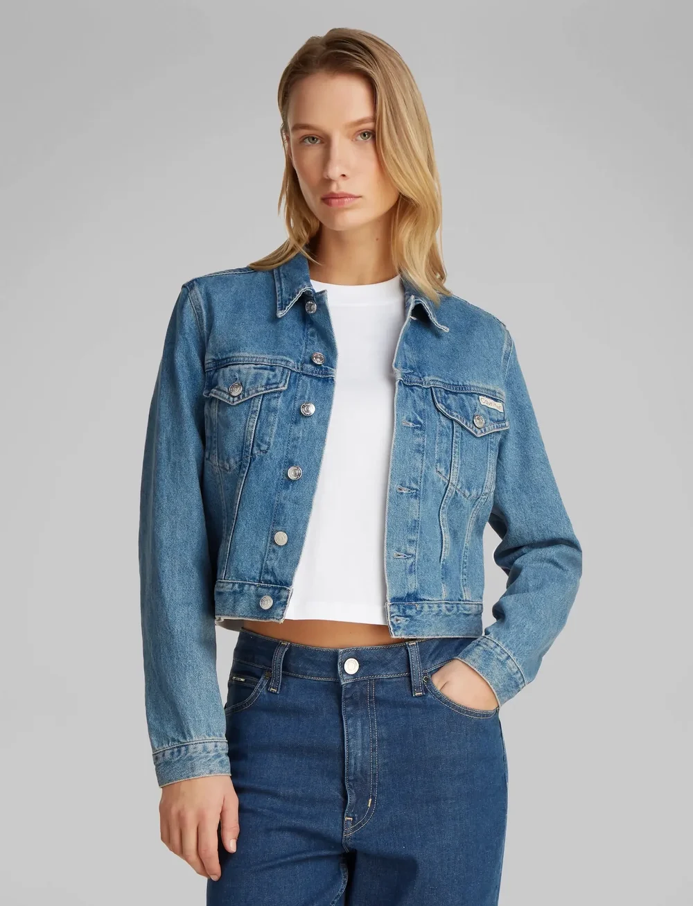 Calvin Klein Jeans - CROPPED 90S DENIM JACKET - denimjakker - denim medium - 5