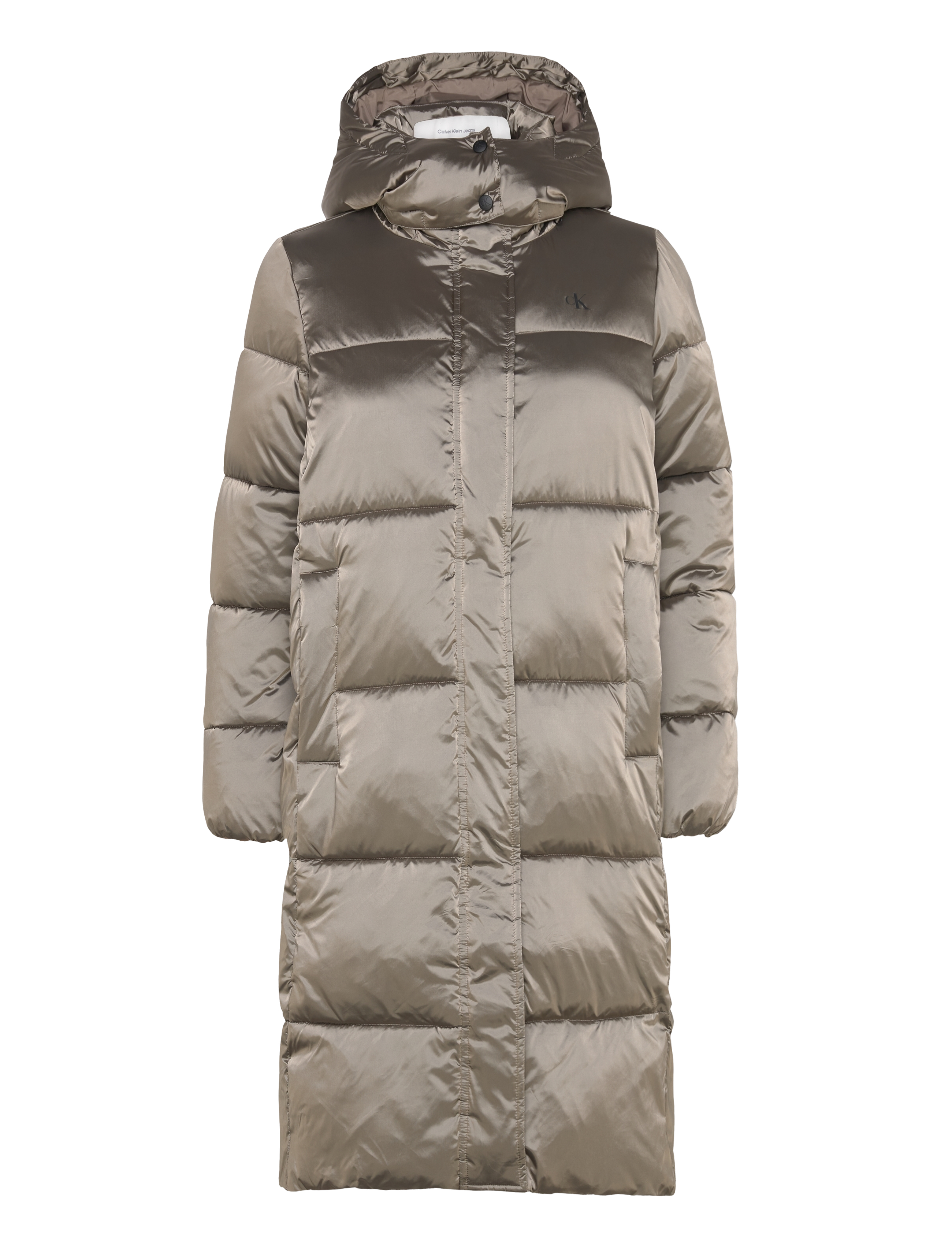 Calvin Klein Jeans MONOLOGO ND SHINY LONG PUFFER - Voodriga mantlid - BRINDLE / brown