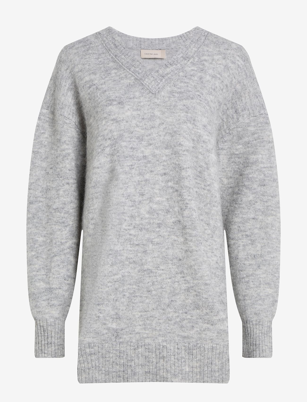 Calvin Klein Jeans - TEXTURED SWEATER V-NECK DRESS - grey heather - 1