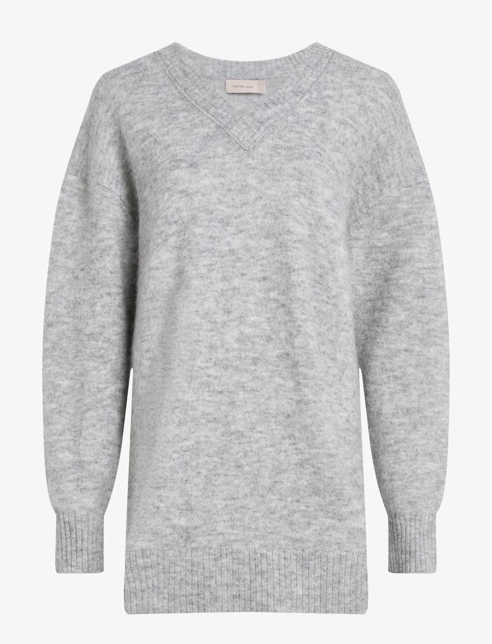 Calvin Klein Jeans - TEXTURED SWEATER V-NECK DRESS - striktrøjer - grey heather - 1