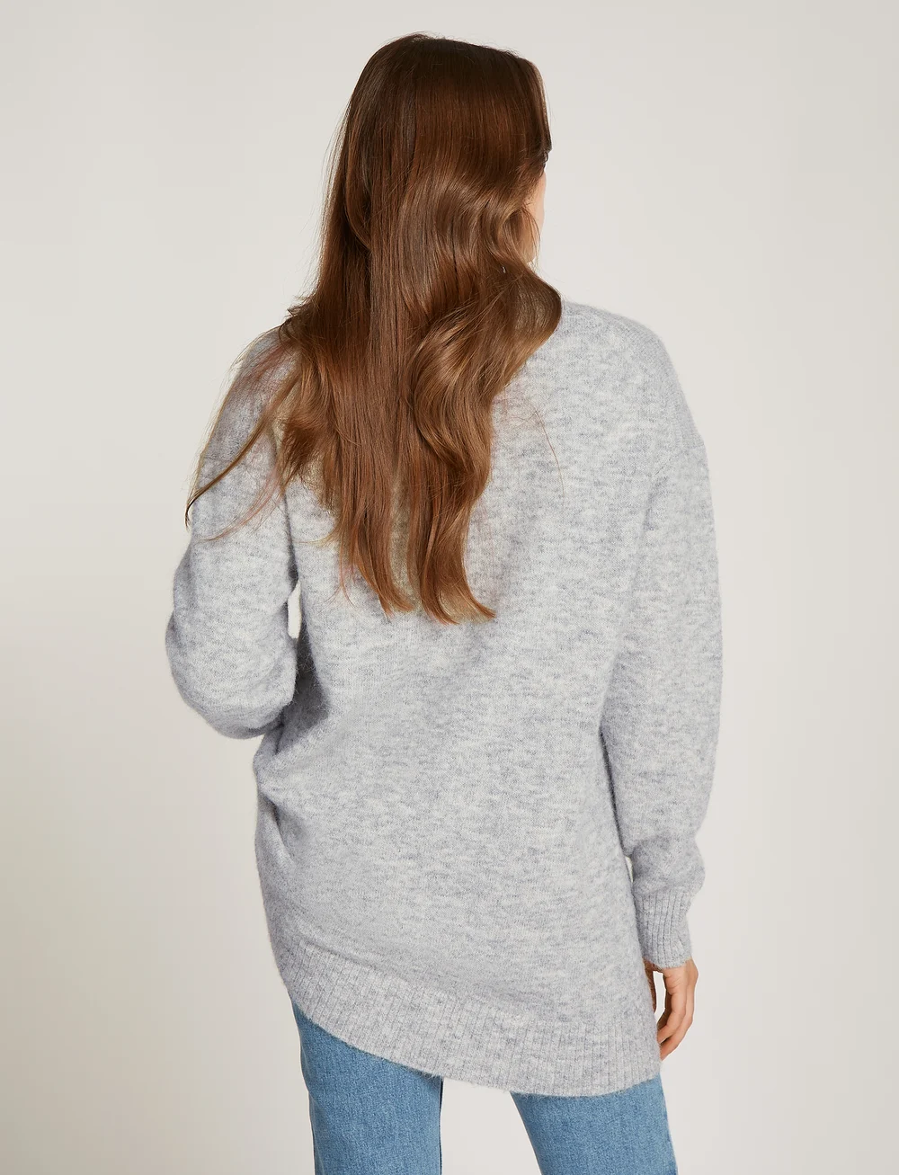 Calvin Klein Jeans - TEXTURED SWEATER V-NECK DRESS - striktrøjer - grey heather - 4